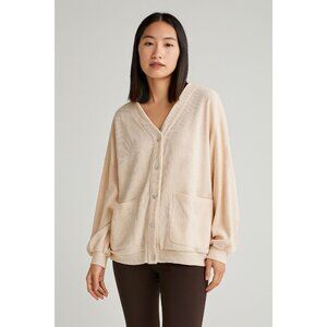 NAP Oversized Small Button-Up Cardigan With Front Pockets & Ribbed Texture - NWT